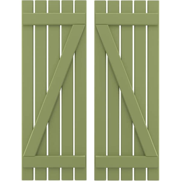 Ekena Millwork Americraft 5-Board (2 Batten) Wood Spaced Board-n-Batten Shutters w/ Z-Bar, ARW102SB519X77MGH, PR ARW102SB519X77MGH - main